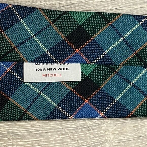 Vintage 70s Scottish 100% Wool Tie Ancient Tartan Mitchell Clan Plaid Necktie - Picture 5 of 6